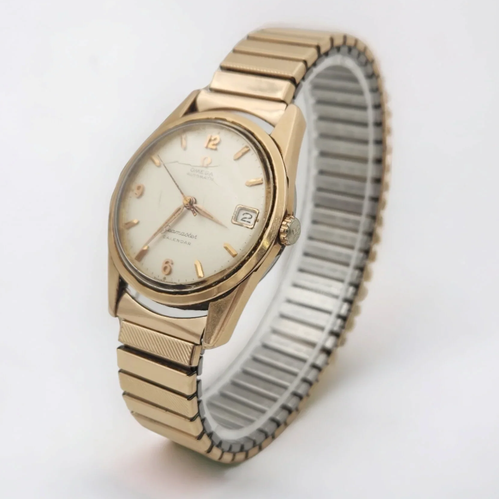 Men's Omega 34mm Vintage 1950's Seamaster Calendar Automatic Rose Gold Plated Watch. (Pre-Owned)