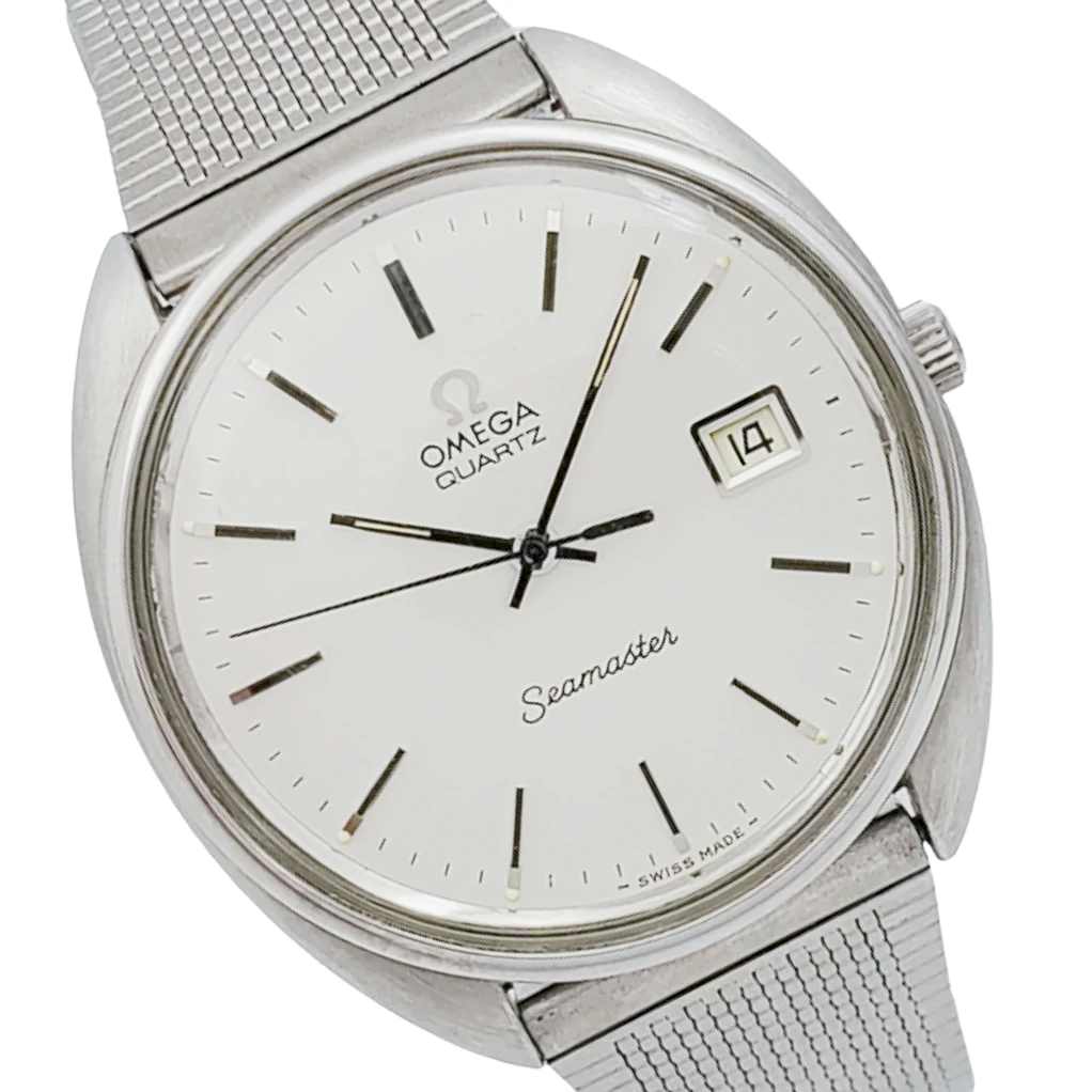 Men's Omega Seamaster 36mm Vintage Stainless Steel Watch with Mesh Band and Silver Dial. (Pre-Owned)