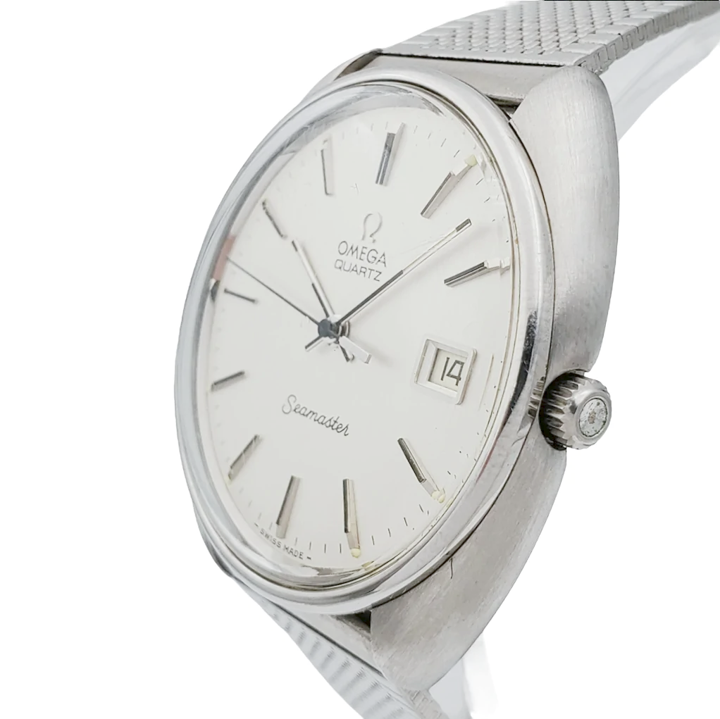 Men's Omega Seamaster 36mm Vintage Stainless Steel Watch with Mesh Band and Silver Dial. (Pre-Owned)