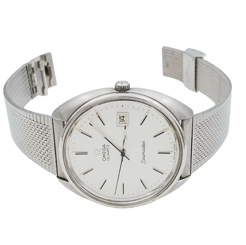 Men's Omega Seamaster 36mm Vintage Stainless Steel Watch with Mesh Band and Silver Dial. (Pre-Owned)