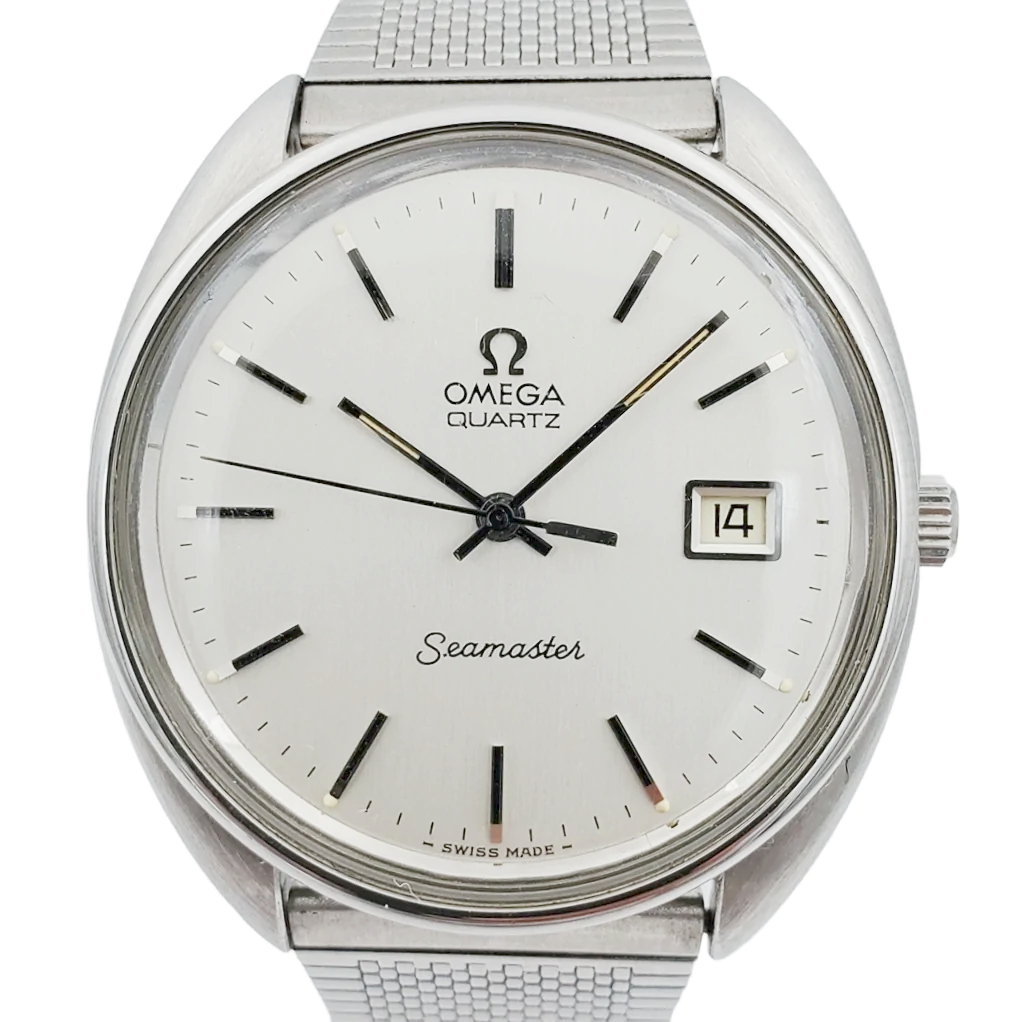 Men's Omega Seamaster 36mm Vintage Stainless Steel Watch with Mesh Band and Silver Dial. (Pre-Owned)