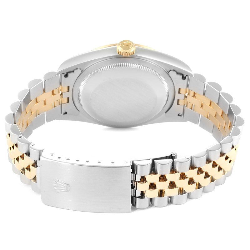 Men's Rolex 36mm DateJust 18K Gold / Stainless Steel Two Tone Watch with Champagne Dial and Fluted Bezel. (Pre-Owned 16233)