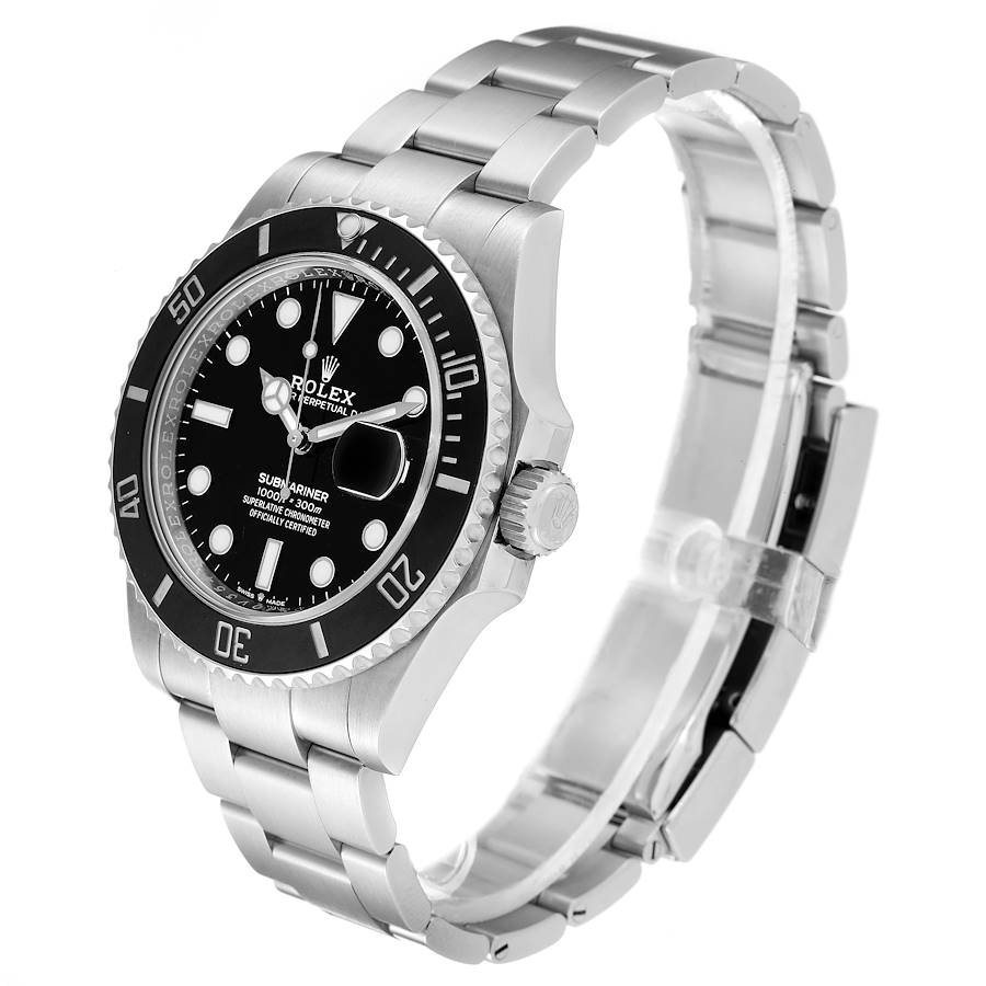 2015 Men's Rolex 40mm Submariner Date Oyster Perpetual Stainless Steel Watch with Black Dial and Black Bezel. (Pre-Owned Box/Card 116610LN)