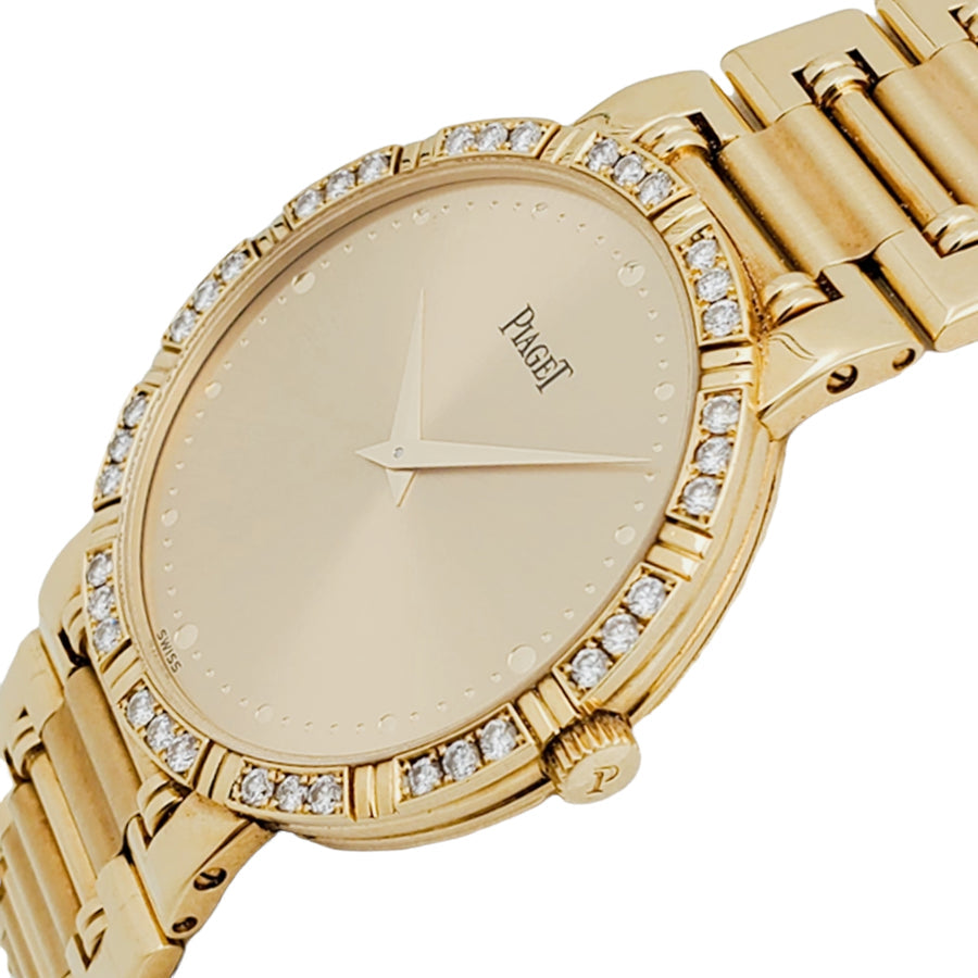 Unisex Piaget Dancer 31mm Vintage Solid 18K Yellow Gold Band Watch with Champagne Diamond Dial. (Pre-Owned)