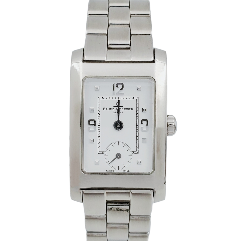 Ladies Baume & Mercier Hampton Stainless Steel Watch with White Chronograph Dial. (Pre-Owned)