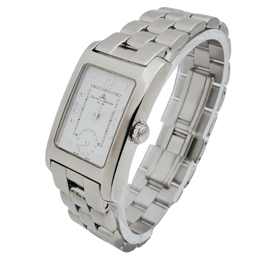 Ladies Baume & Mercier Hampton Stainless Steel Watch with White Chronograph Dial. (Pre-Owned)