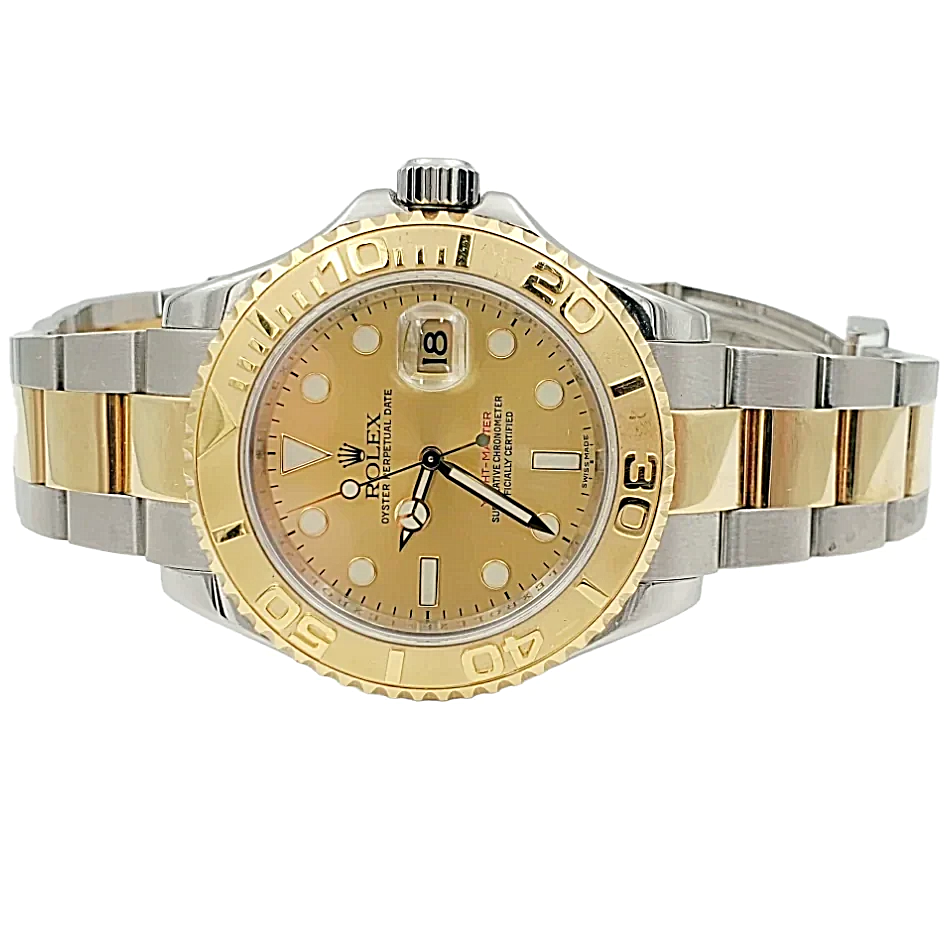 Men's Rolex 40mm Yacht-Master 18K Yellow Gold / Stainless Steel Watch with Gold Dial. (Pre-Owned 16623)