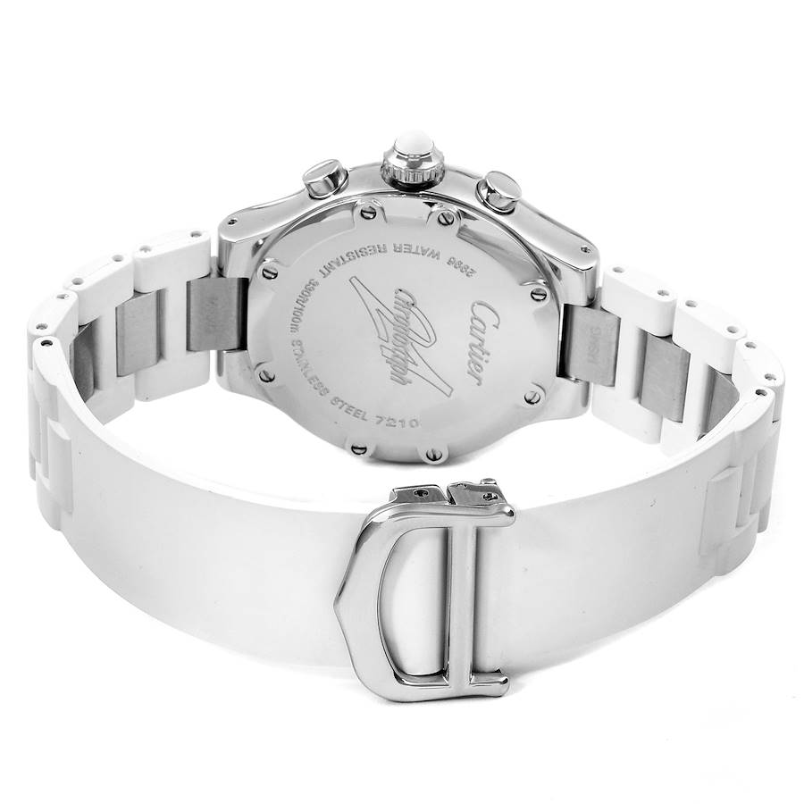 Ladies Cartier Must 21 Stainless Steel Watch with White Rubber Band and White Dial. (Pre-Owned W10197U2)