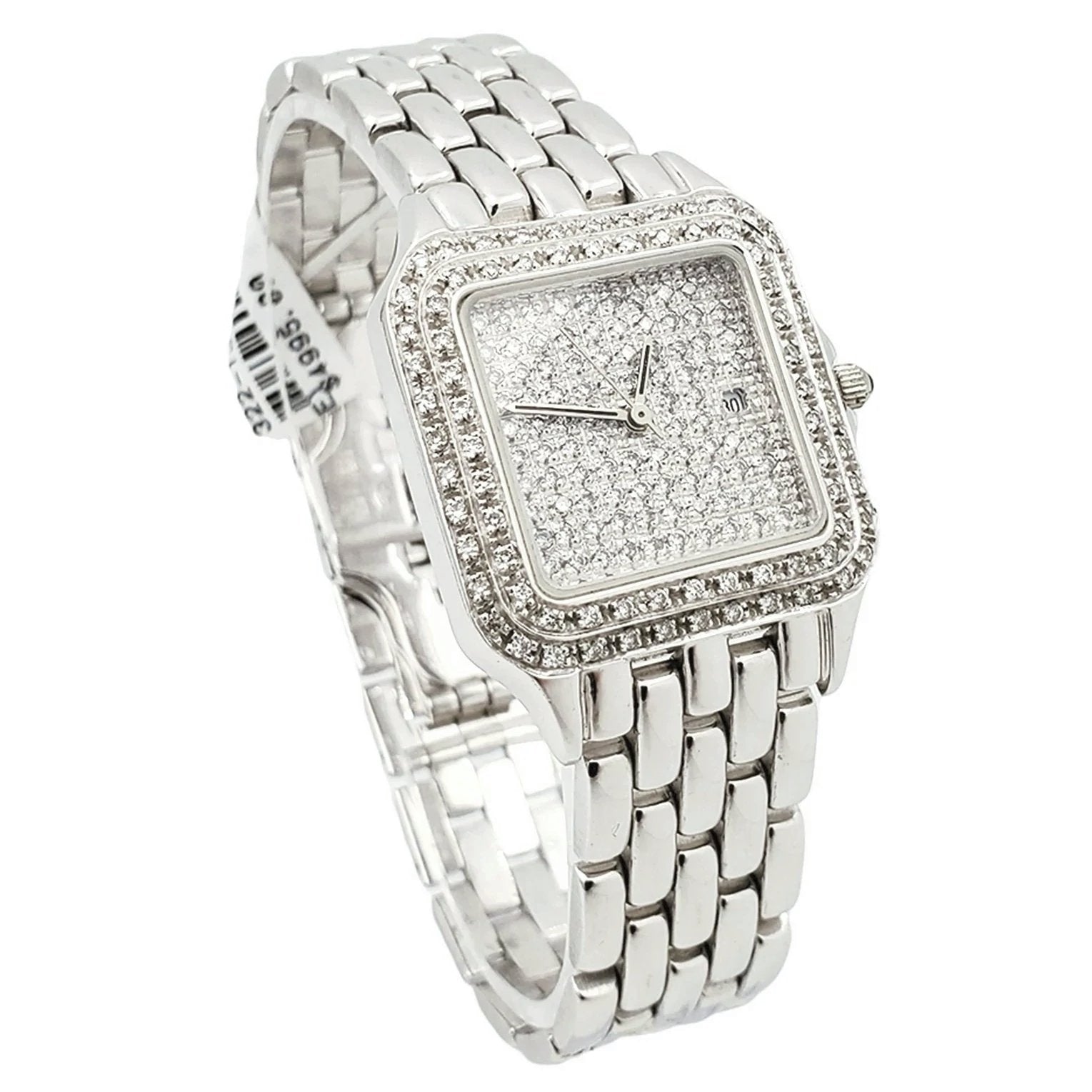 Unisex Geneve 14K White Gold Watch with Diamond Dial and Diamond Bezel. (Pre-Owned)