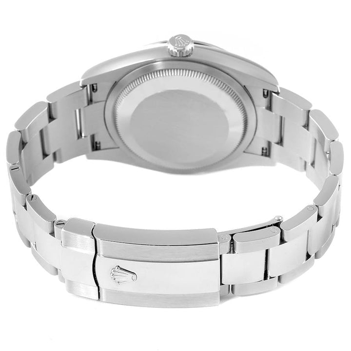 Ladies Midsize Rolex 31mm DateJust Stainless Steel Watch with Black Dial and Fluted Bezel. (Pre-Owned 17824C)