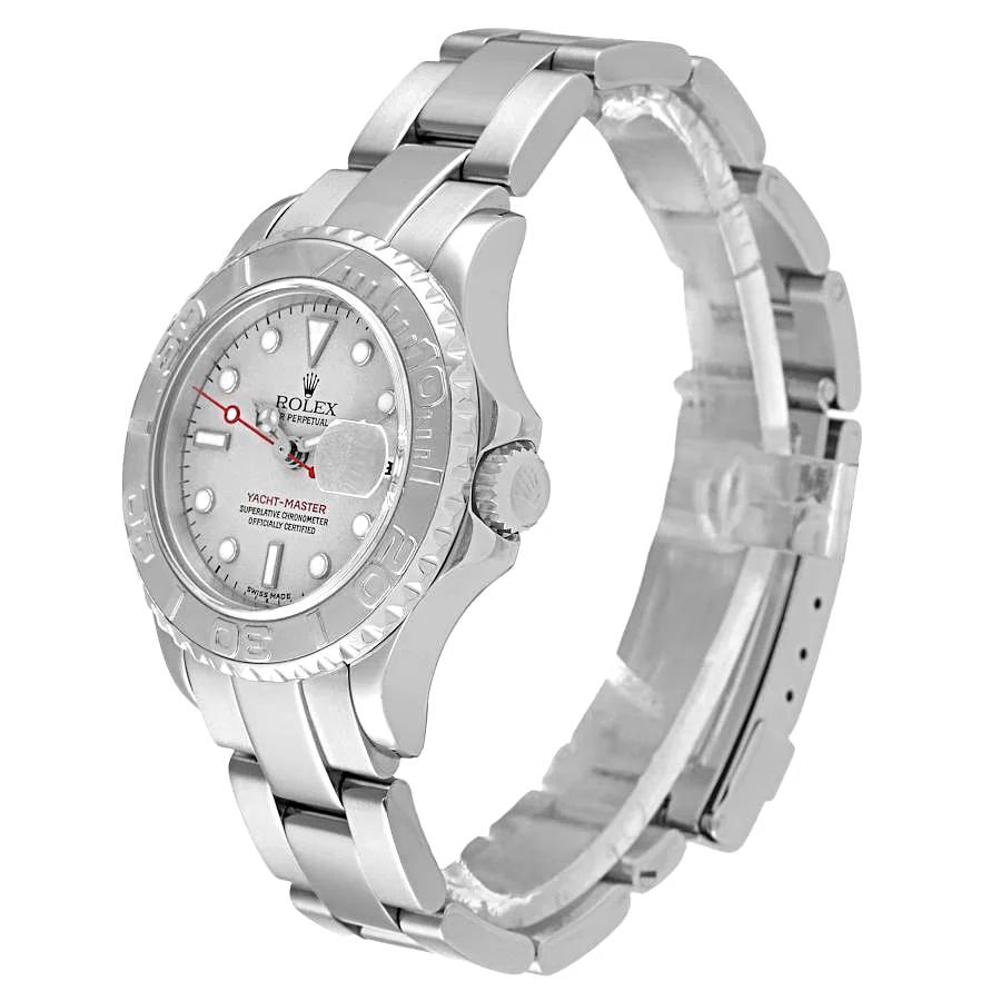 Ladies Rolex 29mm Yacht Master Stainless Steel Watch with Silver Dial and Rotatable Platinum Bezel. (UNWORN 169622)