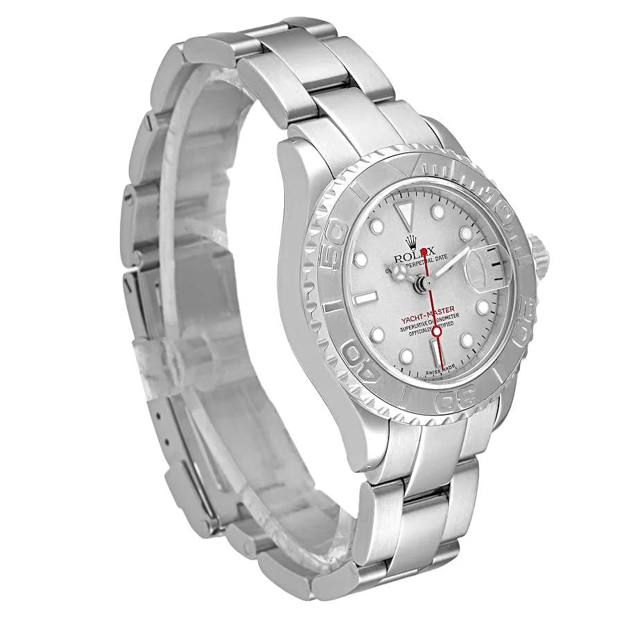 Ladies Rolex 29mm Yacht Master Stainless Steel Watch with Silver Dial and Rotatable Platinum Bezel. (UNWORN 169622)
