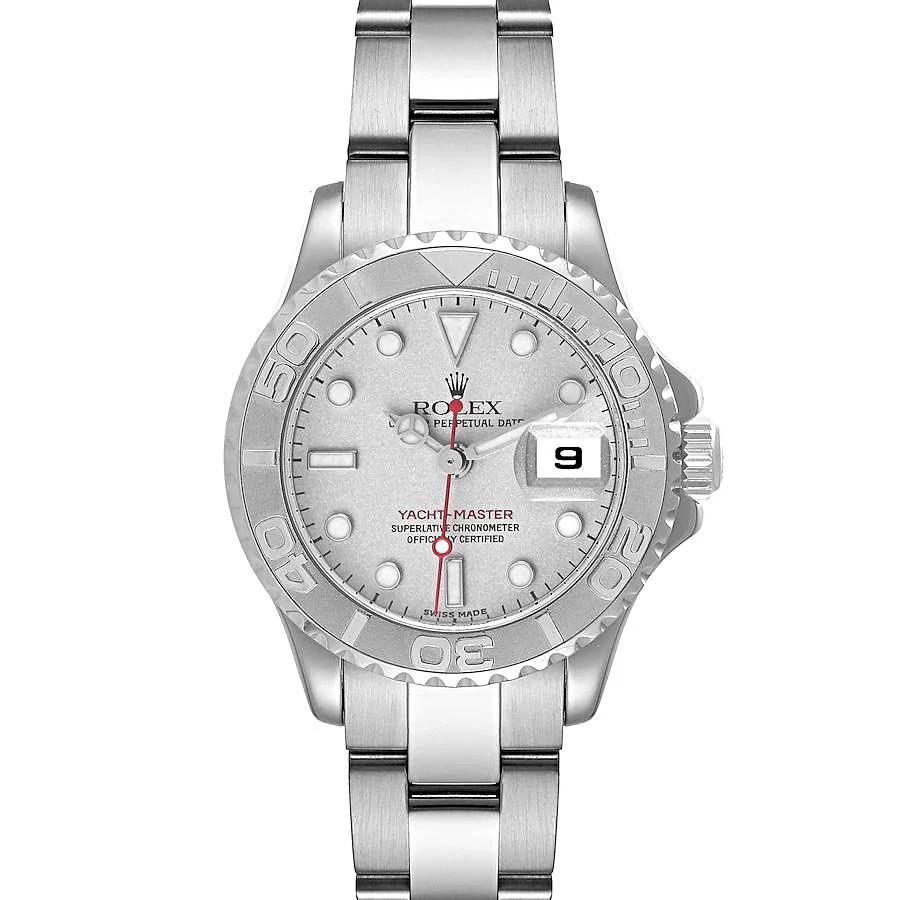 Ladies Rolex 29mm Yacht Master Stainless Steel Watch with Silver Dial and Rotatable Platinum Bezel. (UNWORN 169622)
