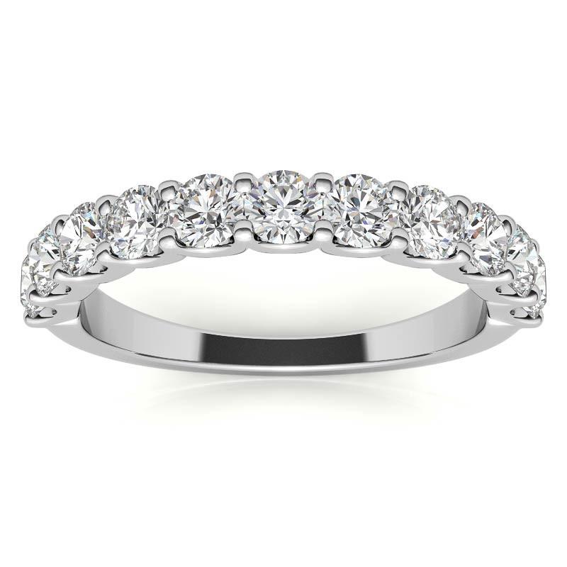 1.10 CT (SI Color H/I) 2.7g - 14K White Gold 10 Stone Diamond Anniversary Band.