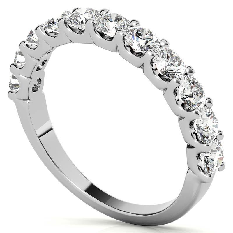 1.10 CT (SI Color H/I) 2.7g - 14K White Gold 10 Stone Diamond Anniversary Band.