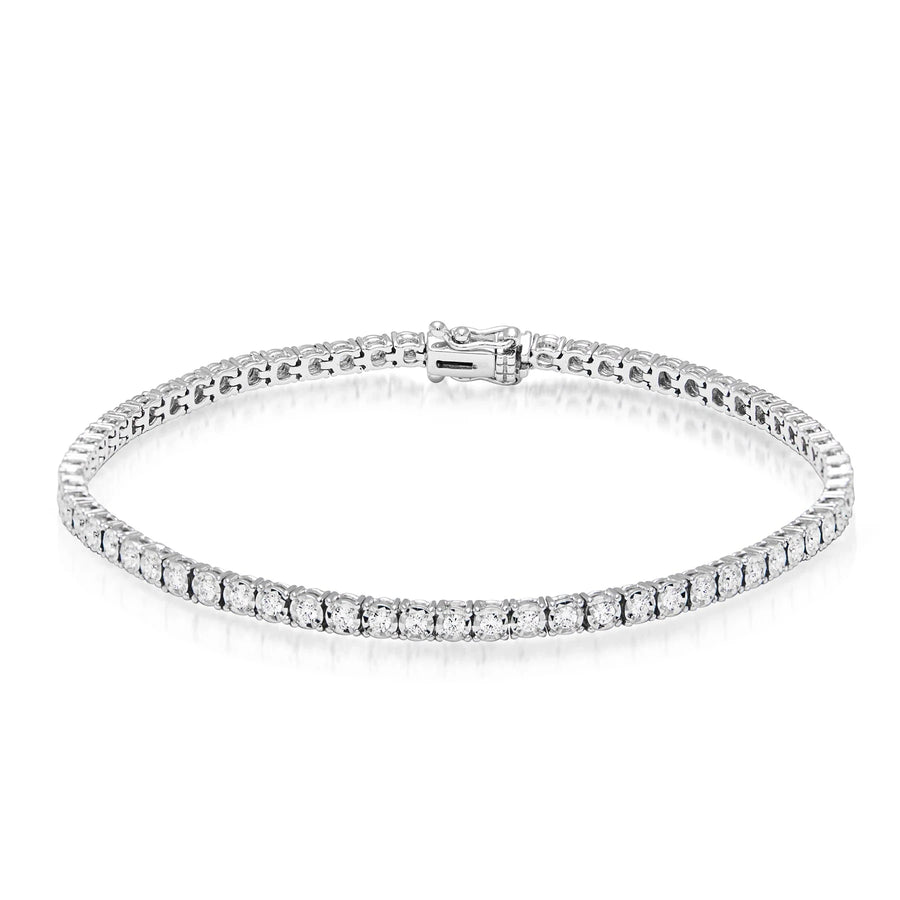 Women's 14K White Gold 3.18 Carat Total Weight Brilliant Diamond 7.5 GR Tennis Bracelet.