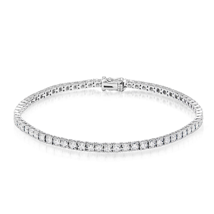 Women's 14K White Gold 2.14 Carat Total Weight Brilliant Diamond 5.98 GR Tennis Bracelet.