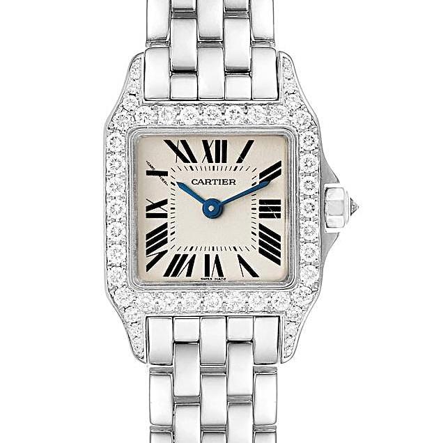 Ladies Medium Cartier Panthere Watch with 1.00 CT Custom Diamond Bezel and Lugs In Polished Finish. (Pre-Owned W25065Z5)