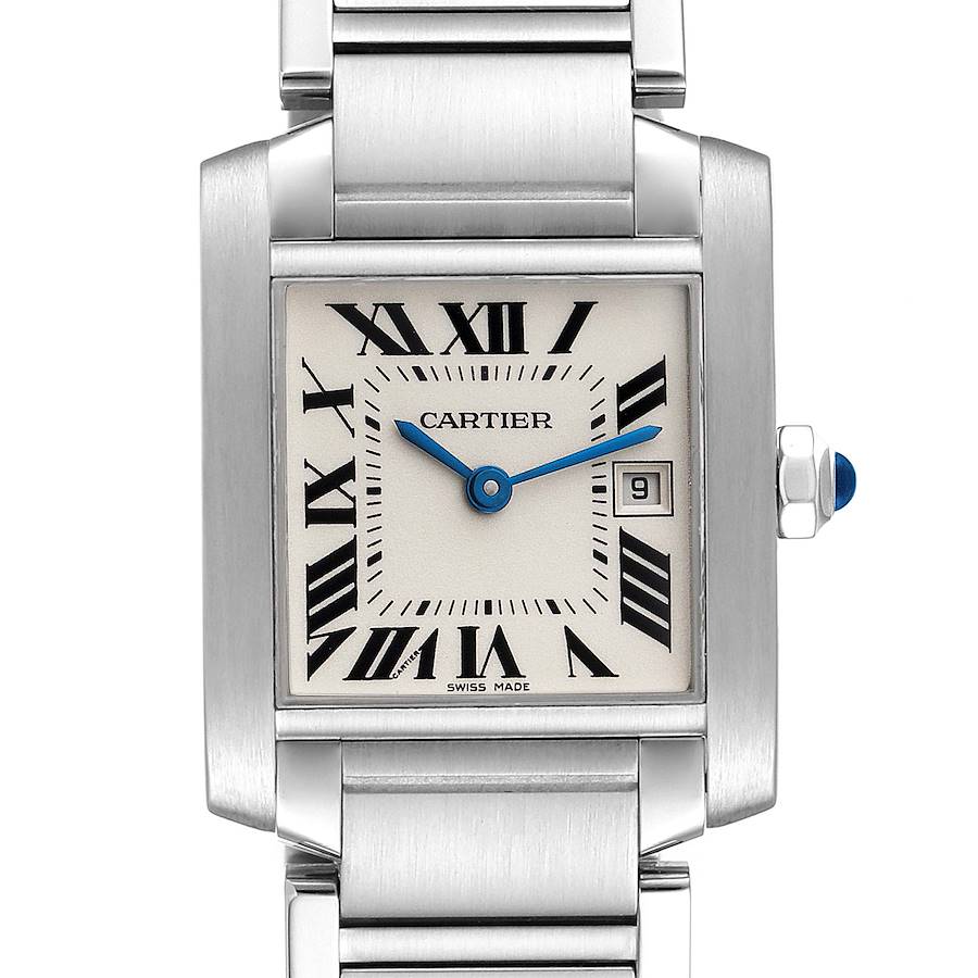 Ladies Medium Cartier 25mm Tank Francaise Stainless Steel Watch In Polished Finish. (Pre-Owned)