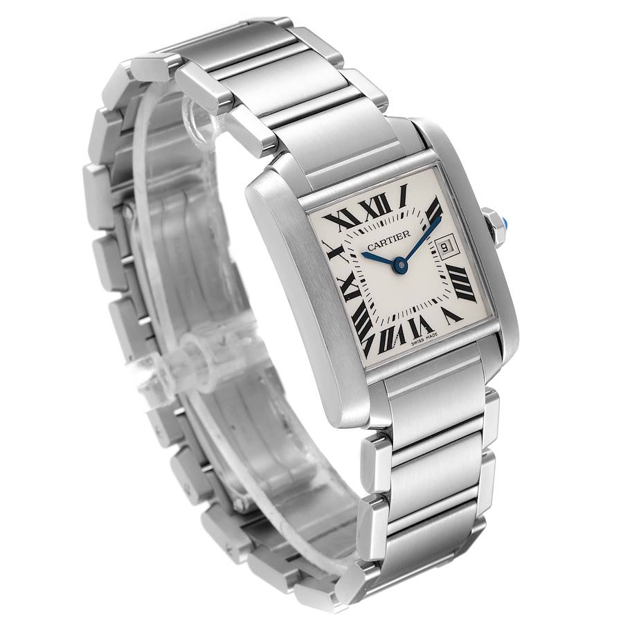 Ladies Medium Cartier 25mm Tank Francaise Stainless Steel Watch In Matte Finish. (Pre-Owned)