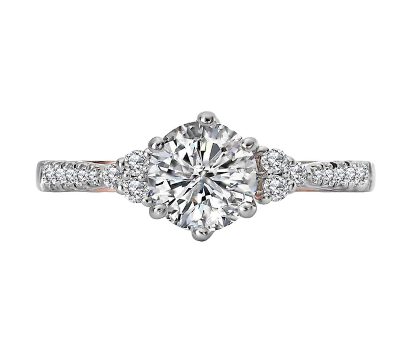 14K Two Tone White/Rose Gold Semi-Mount Romance Collection Wedding Ring.