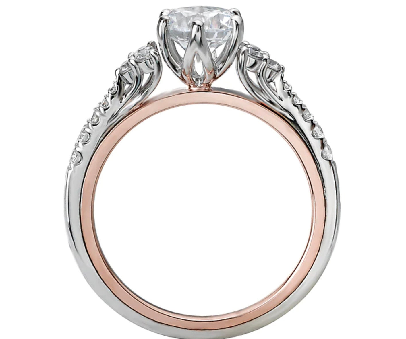 14K Two Tone White/Rose Gold Semi-Mount Romance Collection Wedding Ring.