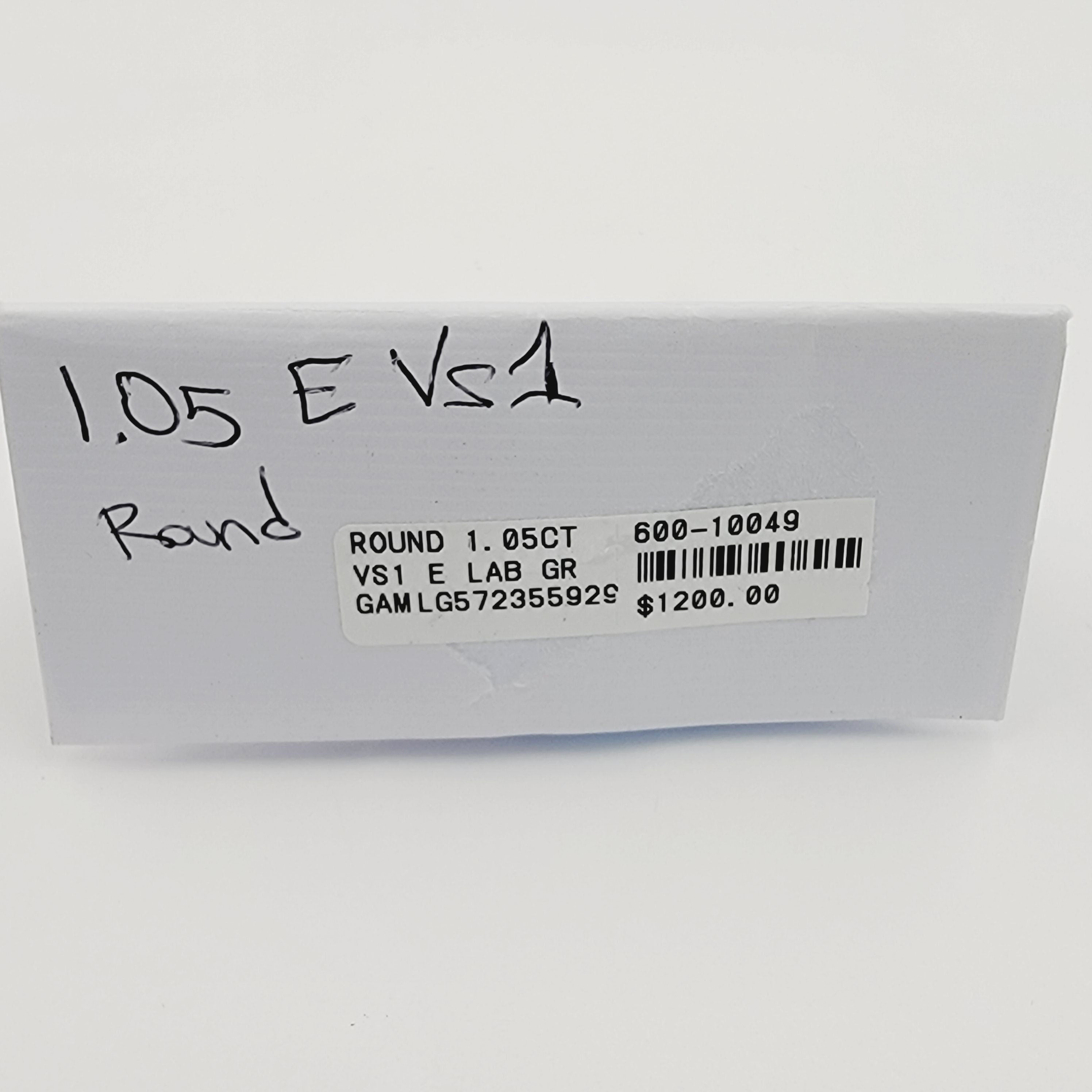 1.05ct Round Brilliant Lab Grown Diamond. VS1 Clarity,  E Color