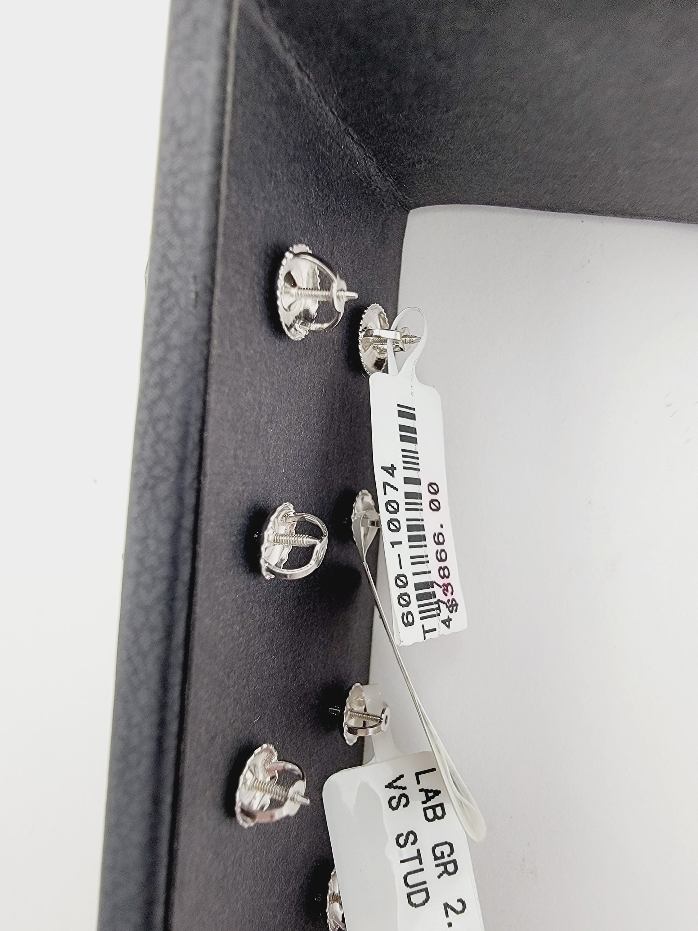 14k white gold diamond stud screw back earring Lab Grown, gift for her