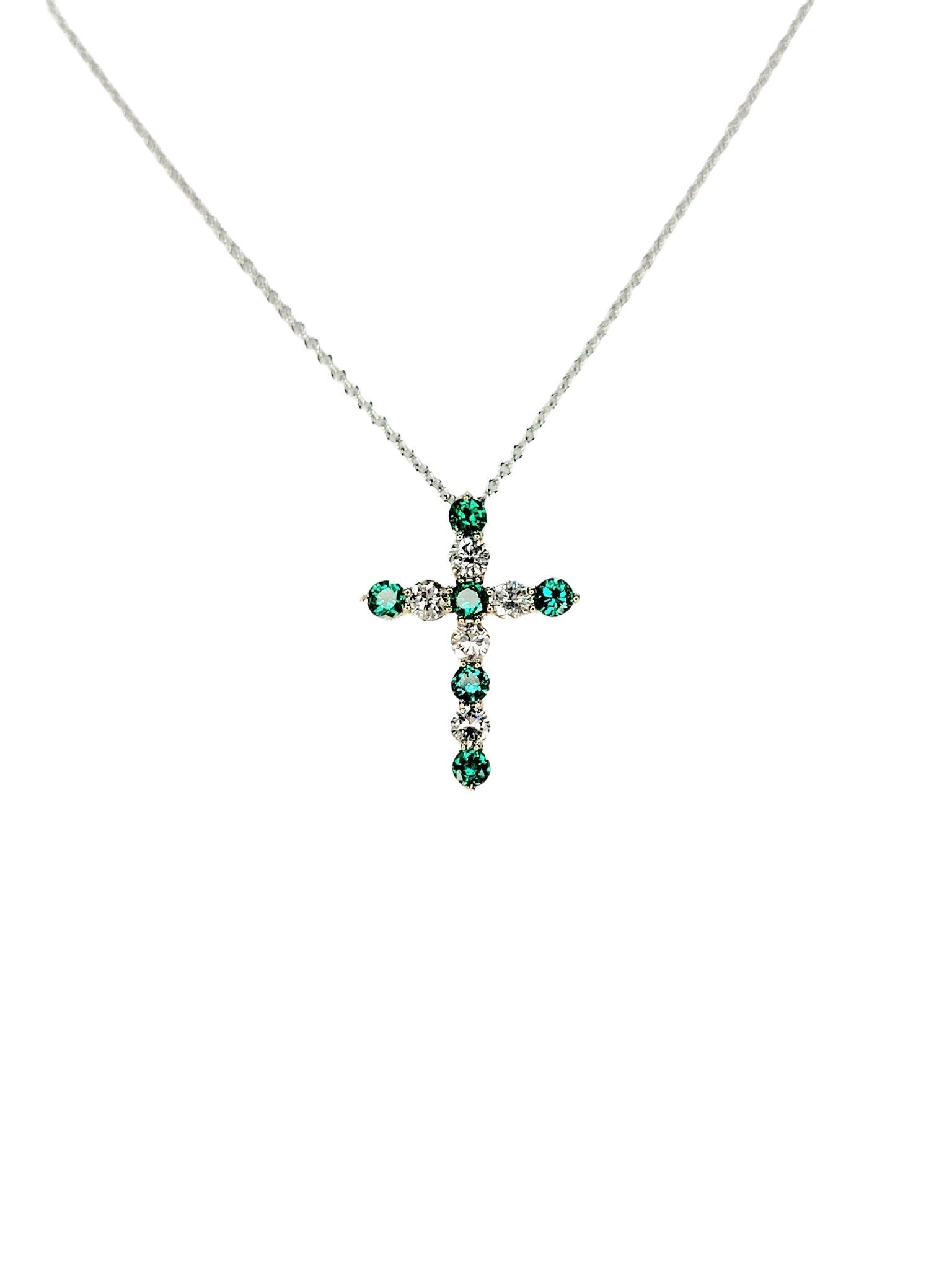 14k emerald diamond cross lady's pendant gift for her, women's fashion