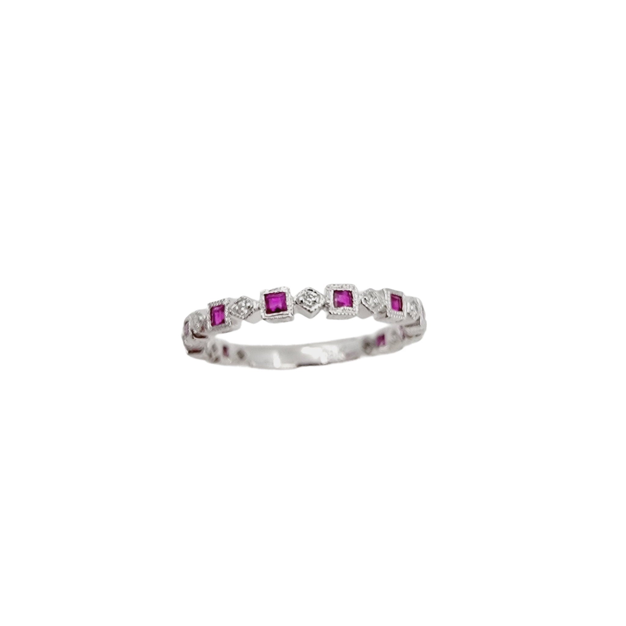 18k White Gold Diamond and Ruby Ring