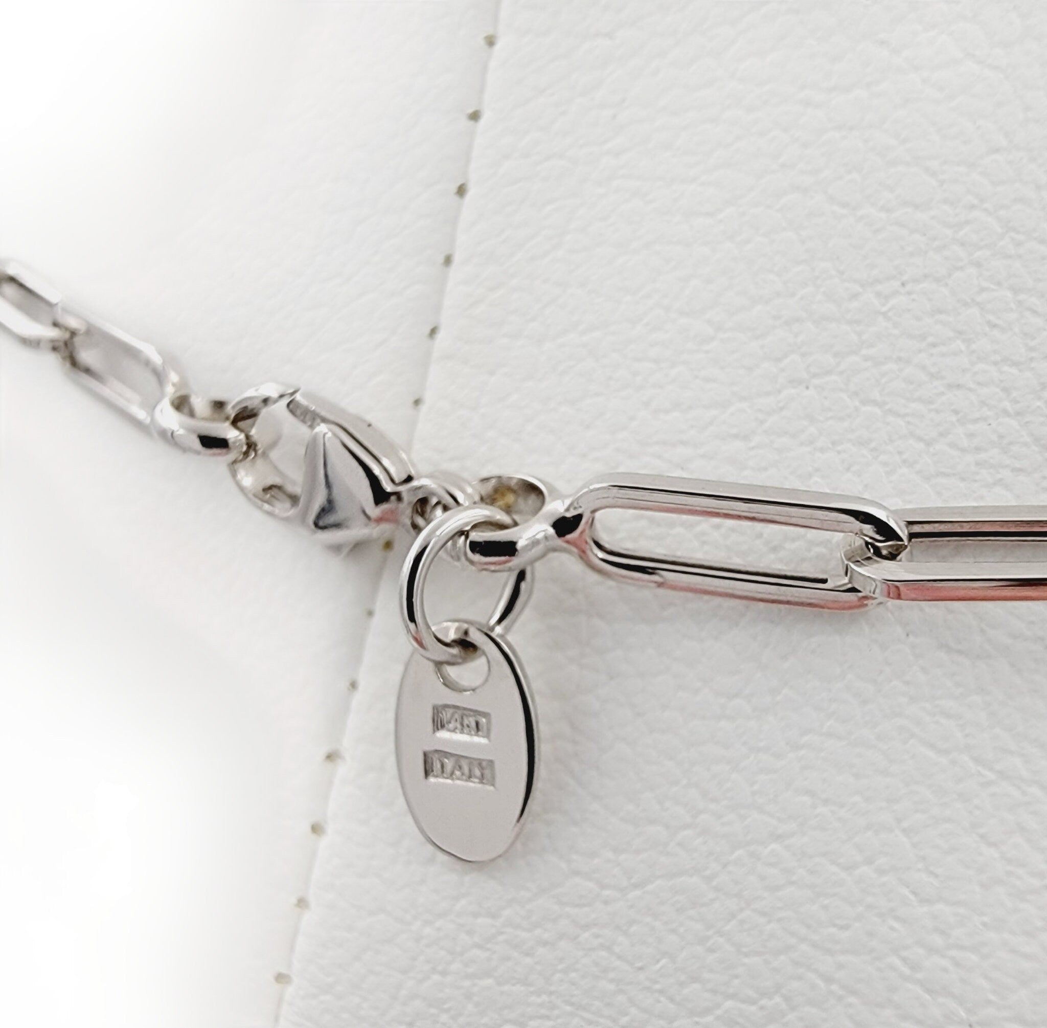 Women's 14k solid white gold paperclip chain necklace,16,20,22 inch.