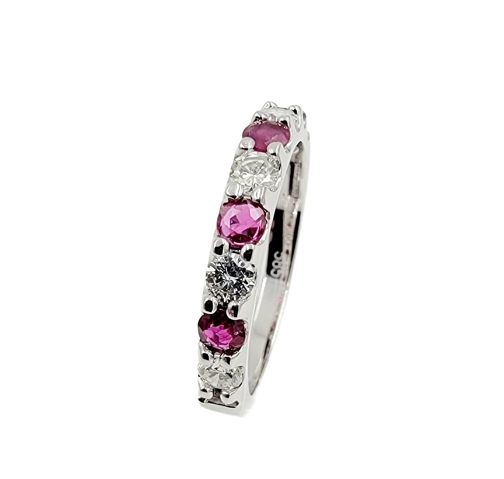 14k white gold diamond and ruby ring