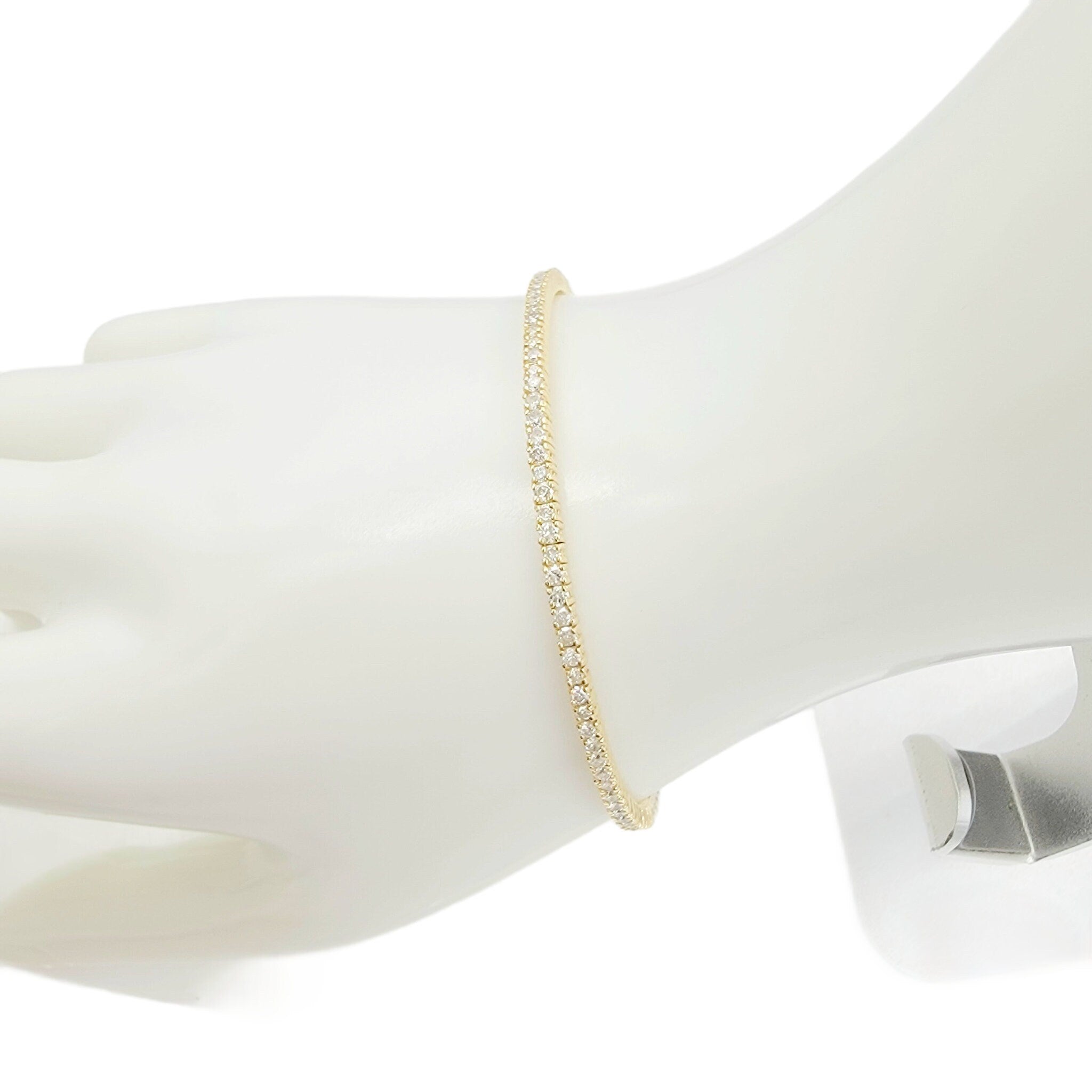 14k yellow gold diamond flex bangle