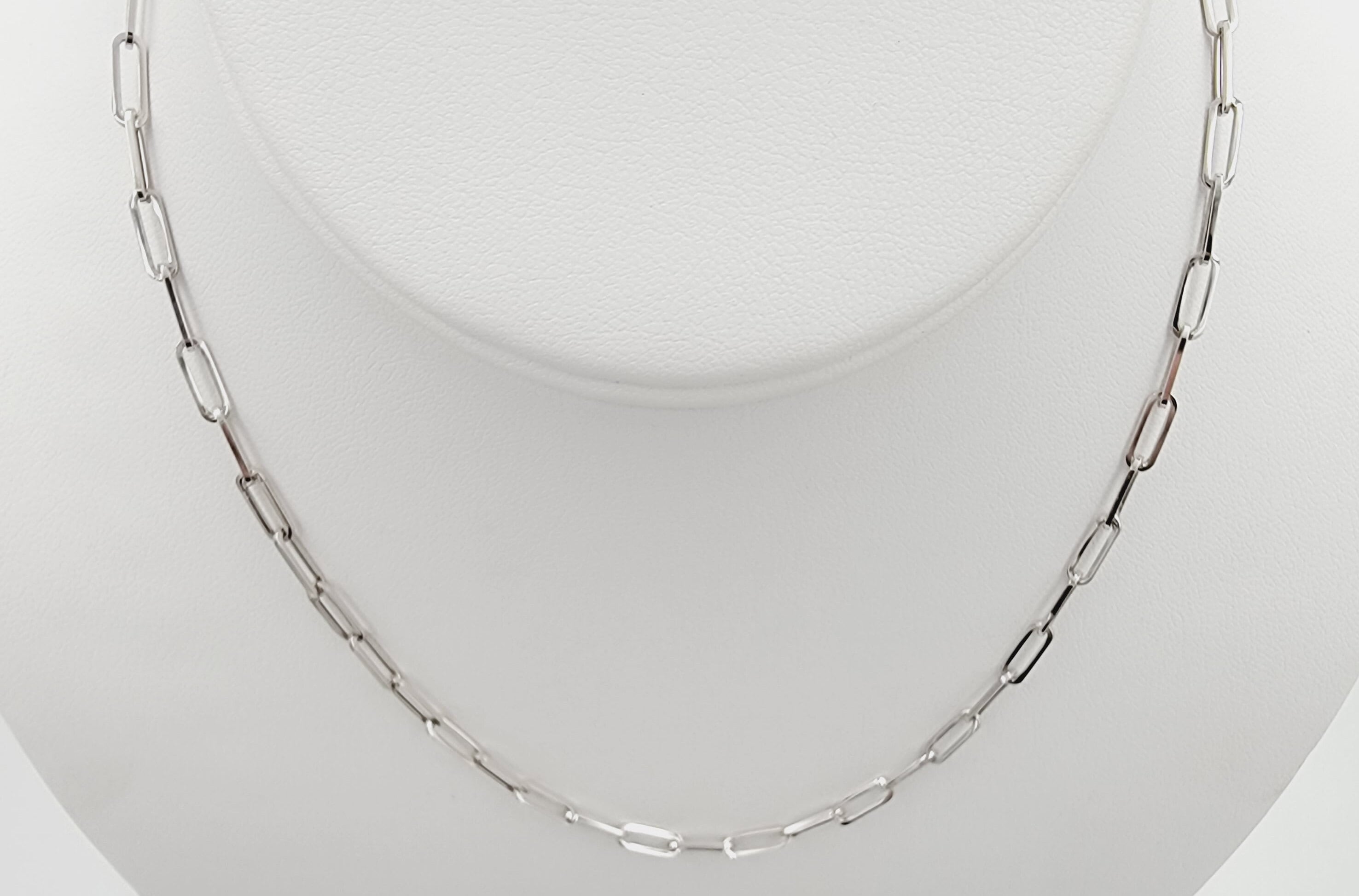 Women's 14k solid white gold paperclip chain necklace,16,20,22 inch.
