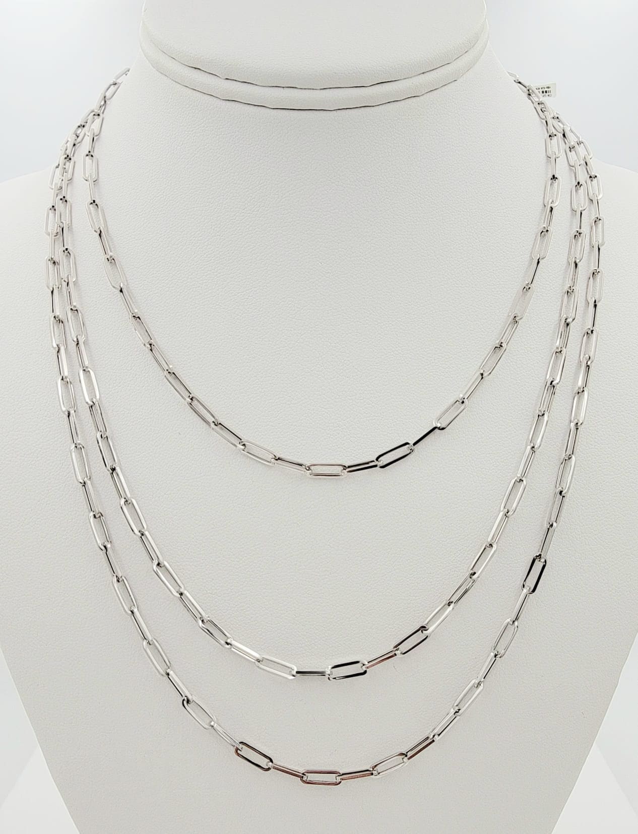 Women's 14k solid white gold paperclip chain necklace,16,20,22 inch.