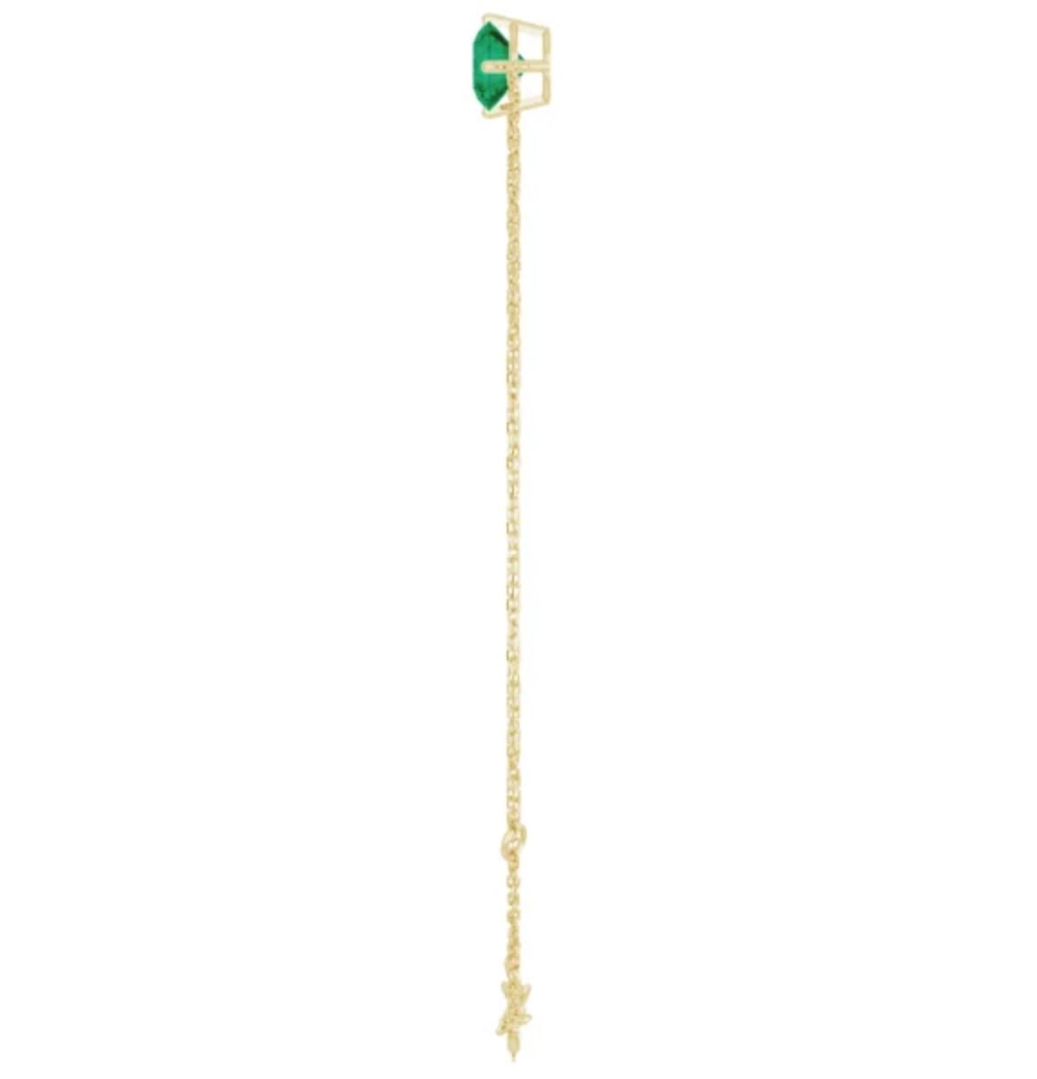 14K Yellow 6 mm Lab-Grown Emerald Bracelet, Gift for her, Bridal jewelry