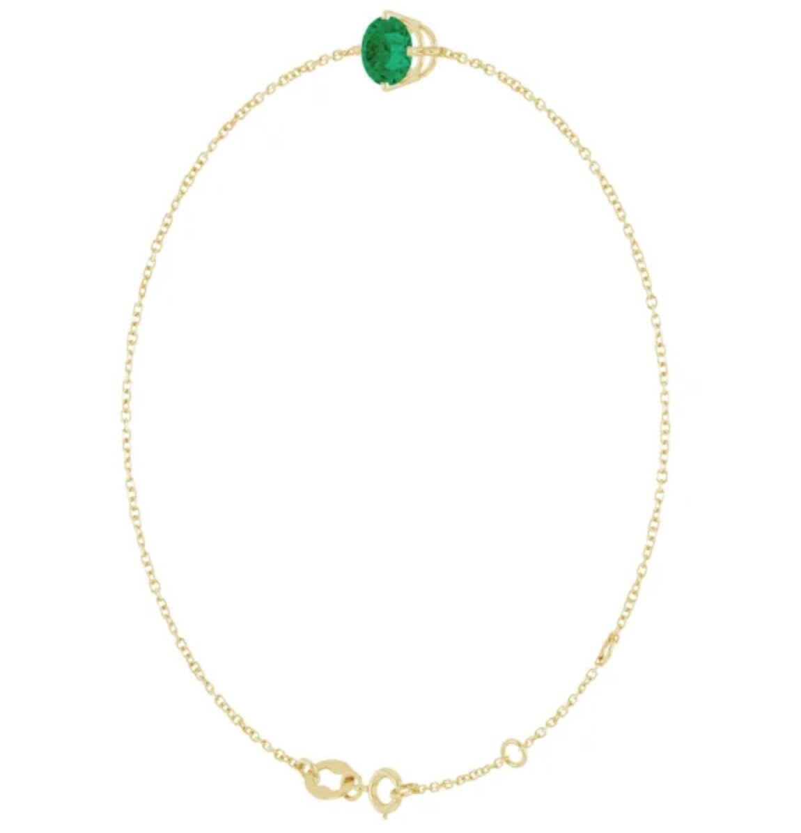 14K Yellow 6 mm Lab-Grown Emerald Bracelet, Gift for her, Bridal jewelry