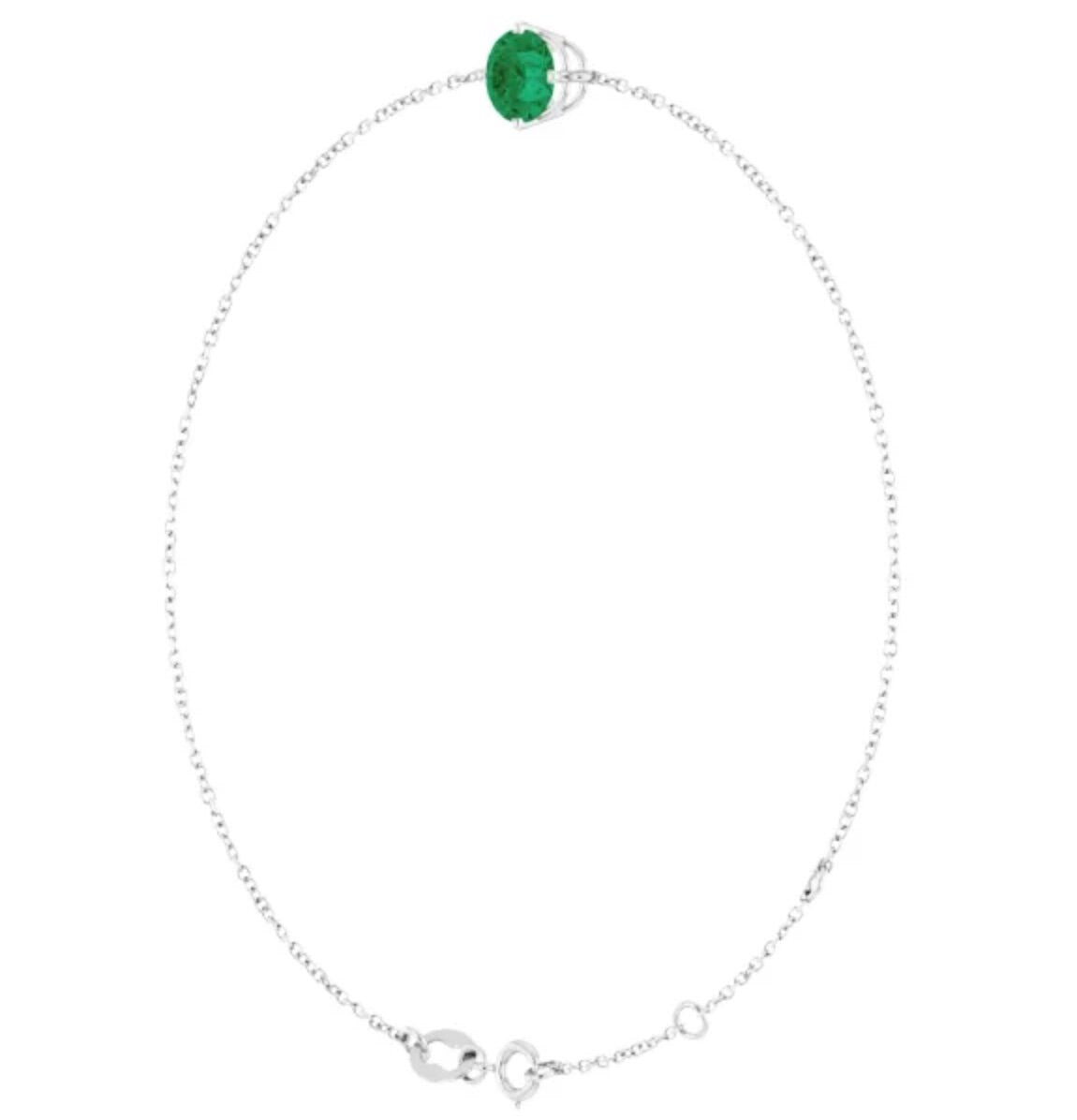 14K Yellow 6 mm Lab-Grown Emerald Bracelet, Gift for her, Bridal jewelry
