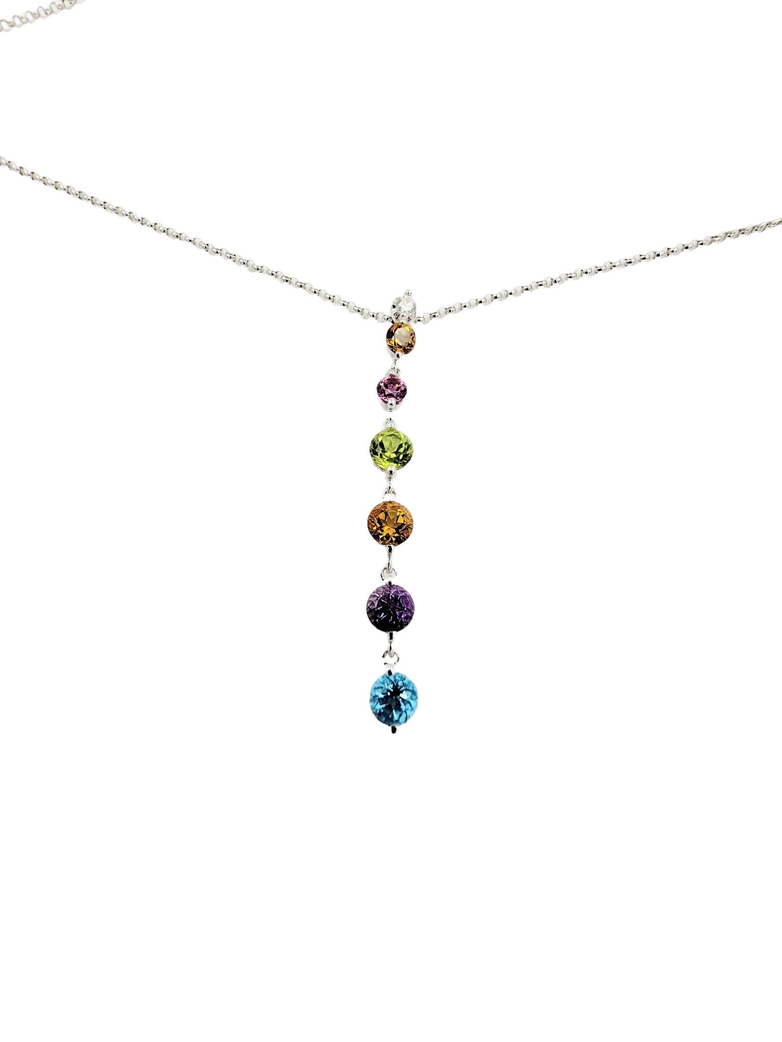 14k multicolored stone pendant necklace lady's fashion gift for her