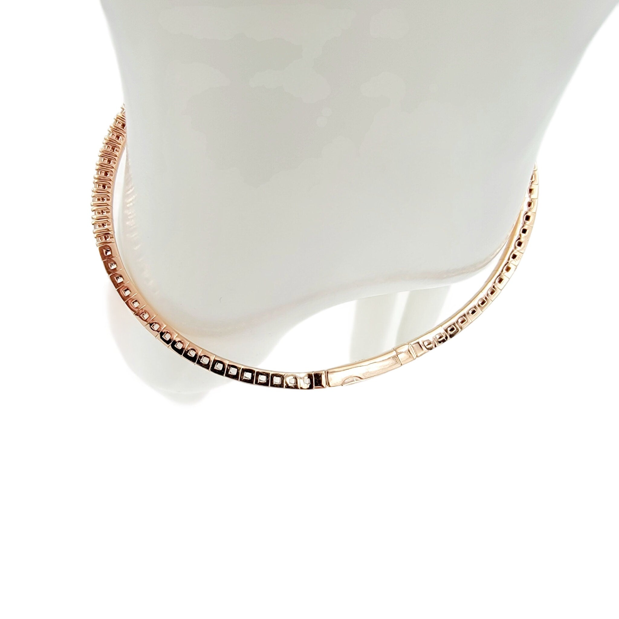 14k rose gold diamond flex bangle