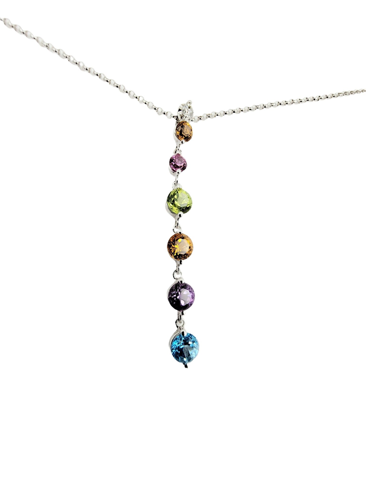 14k multicolored stone pendant necklace lady's fashion gift for her