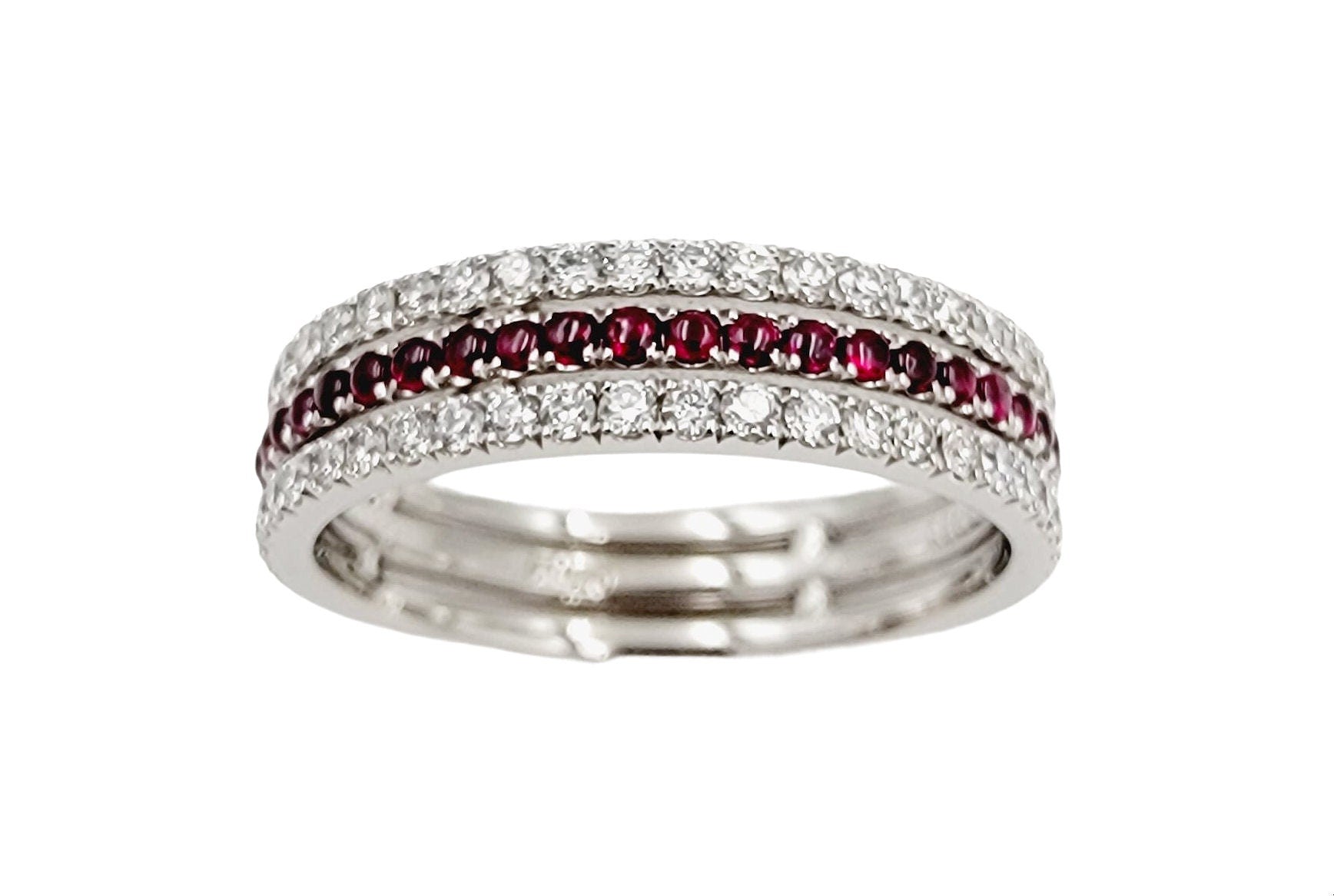 Platinum Eternity Ring with Diamond and Ruby.
