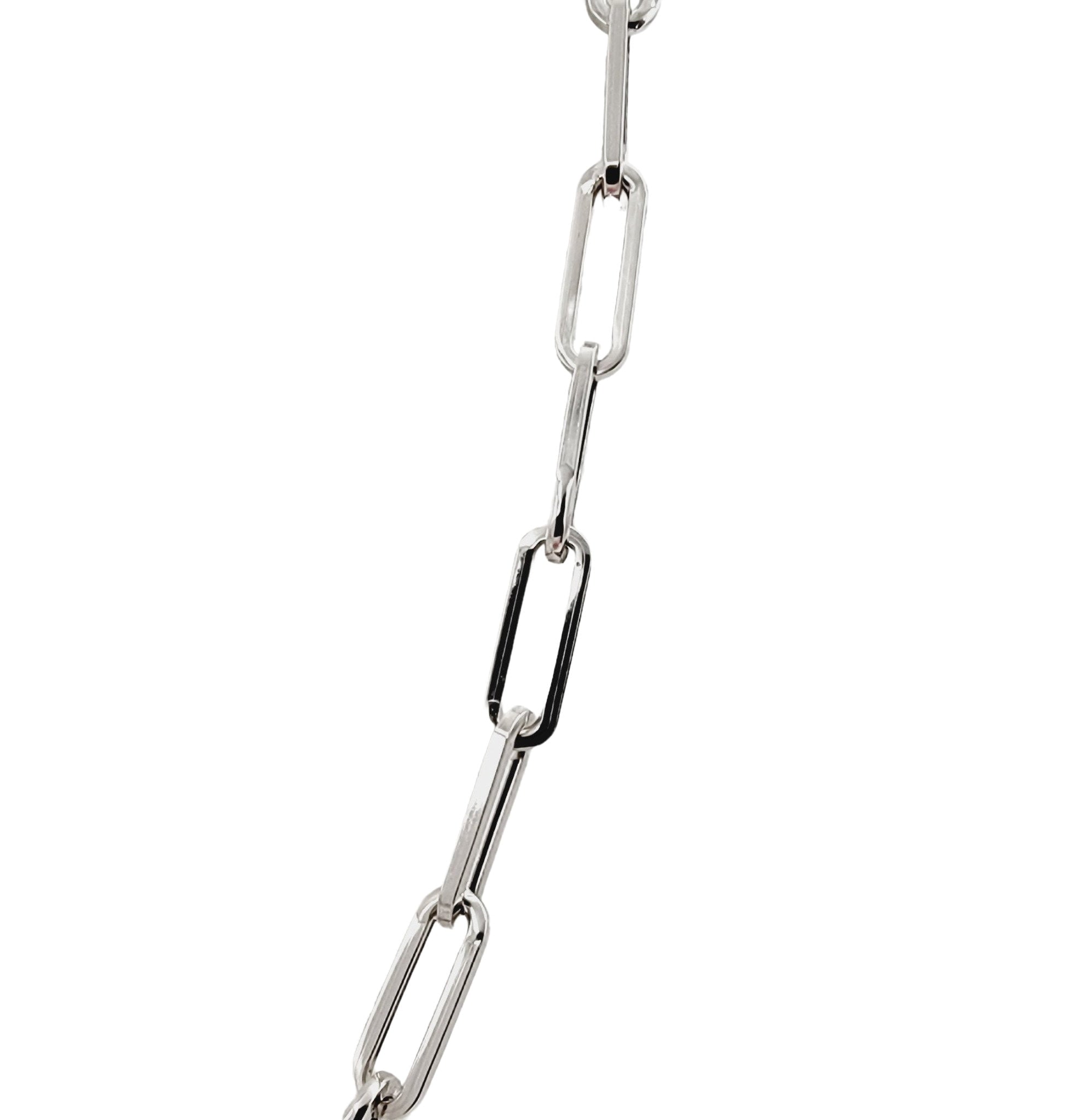 Women's 14k solid white gold paperclip chain necklace,16,20,22 inch.