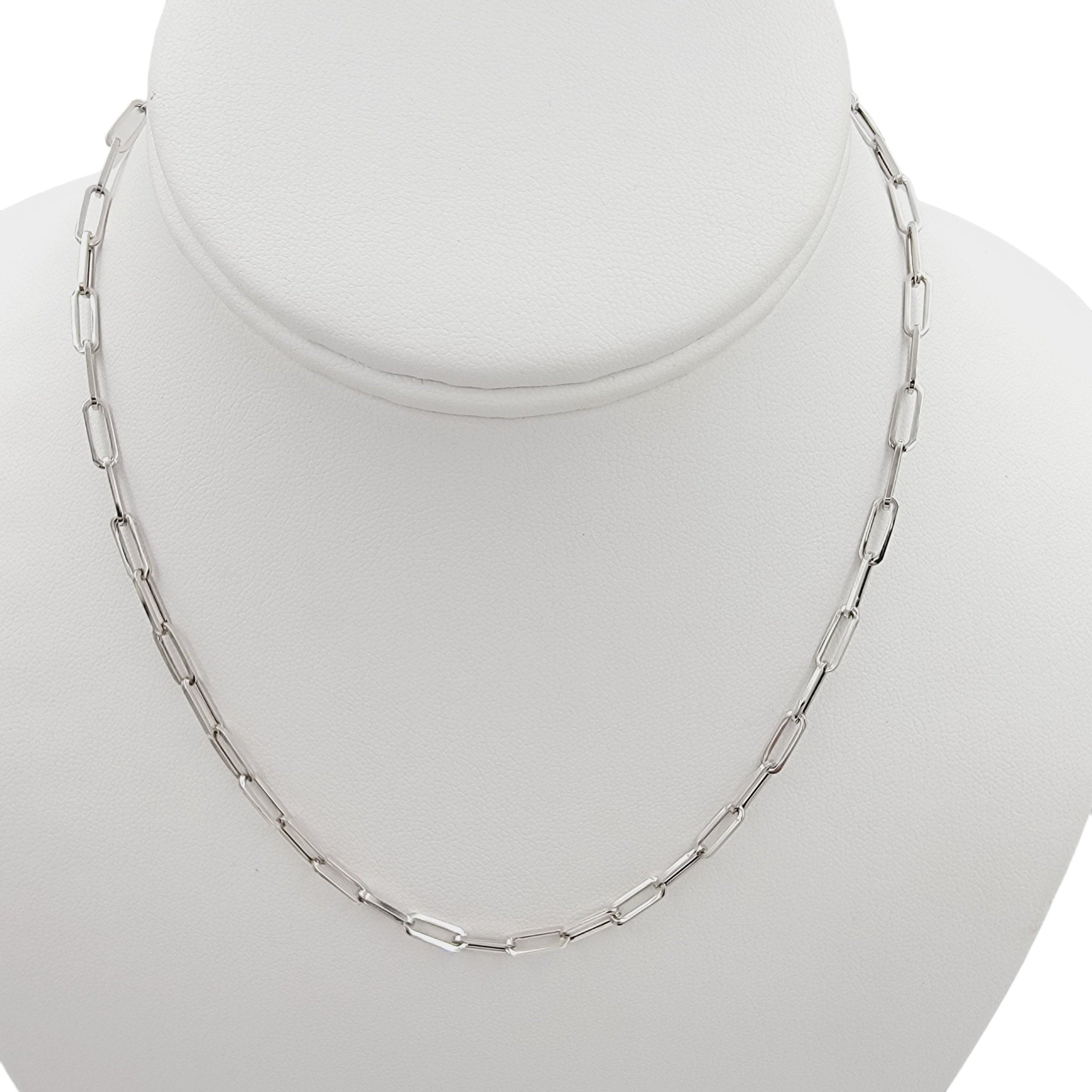 Women's 14k solid white gold paperclip chain necklace,16,20,22 inch.