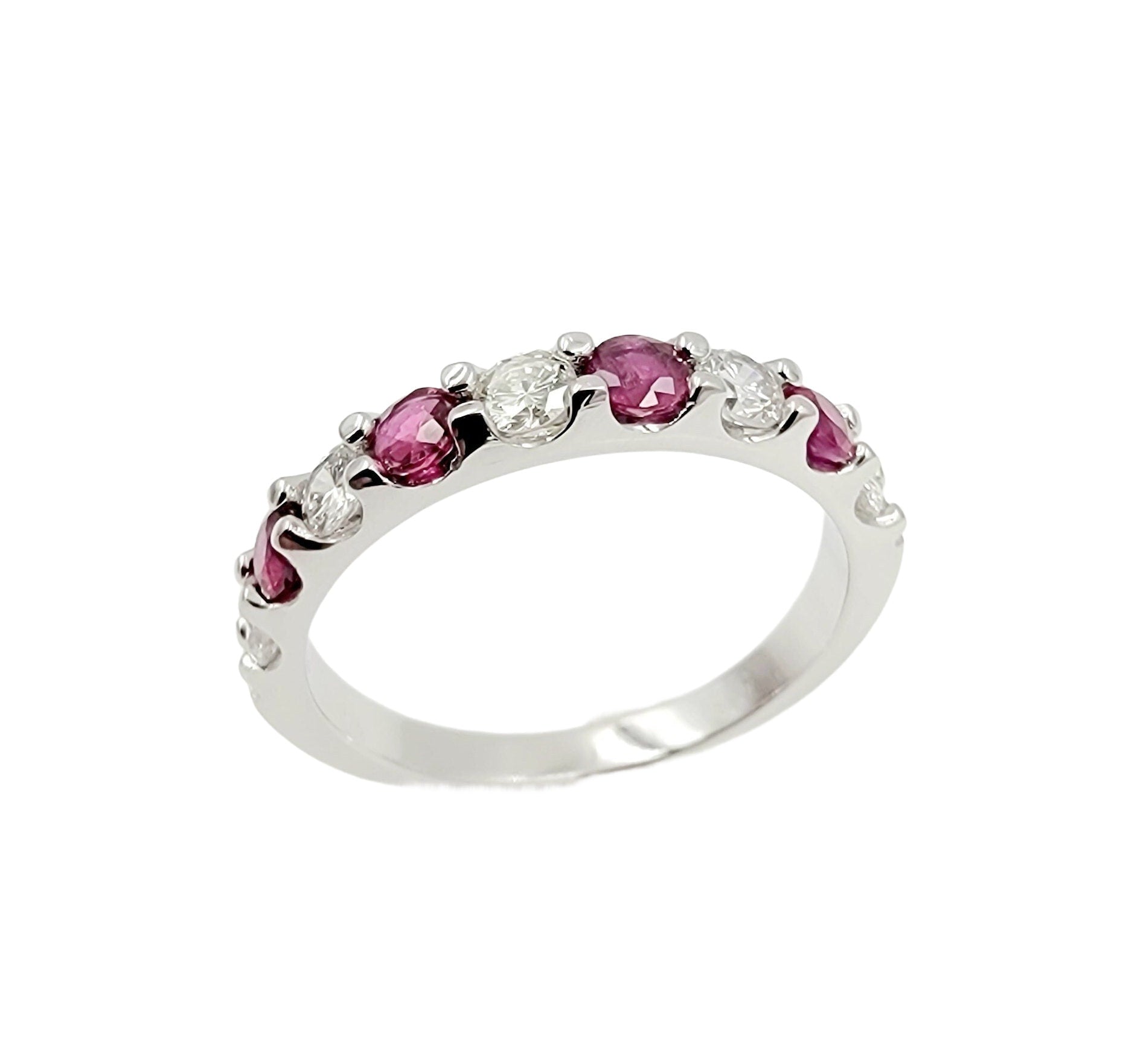 14k white gold diamond and ruby ring