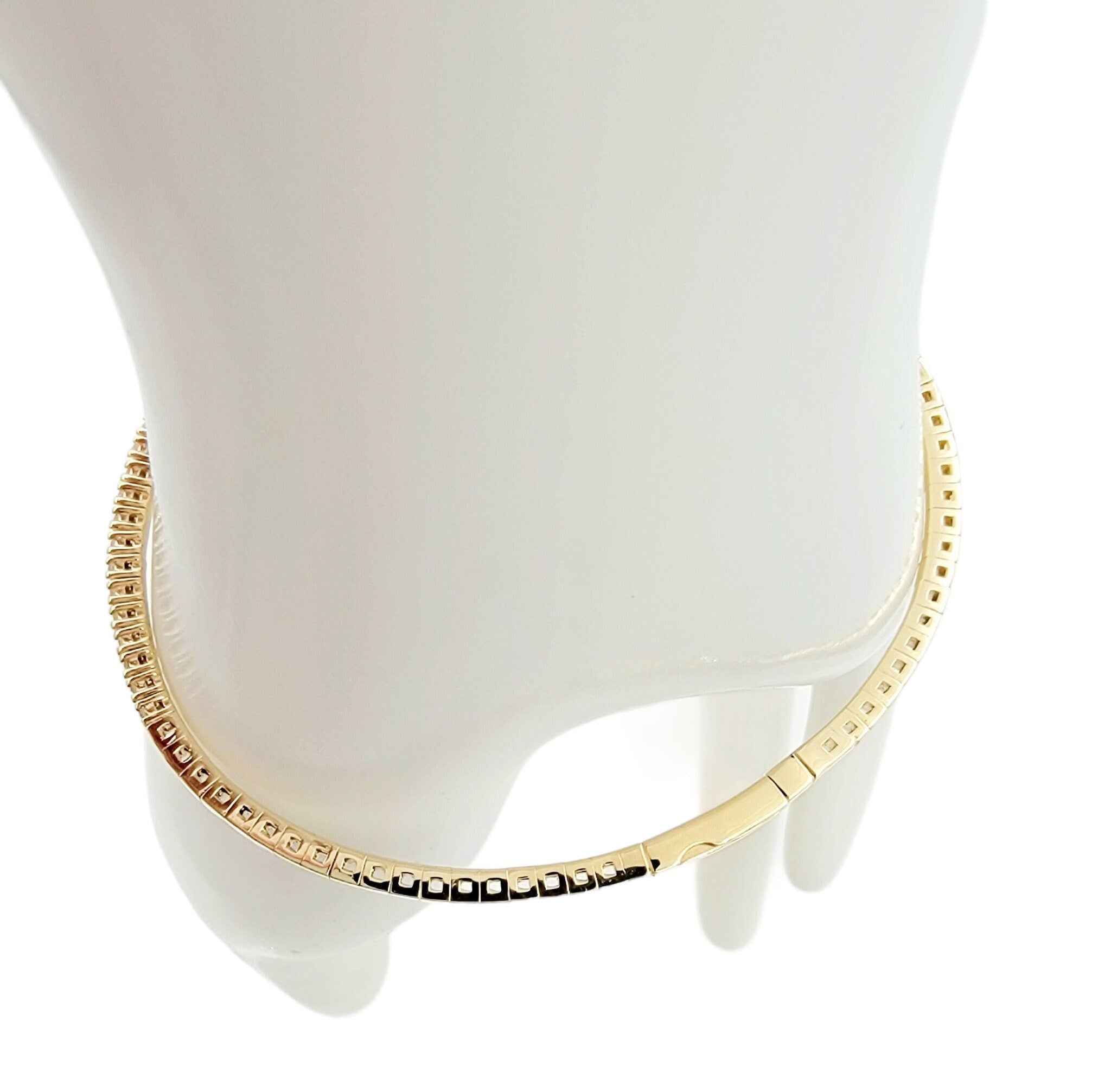 14k yellow gold diamond flex bangle