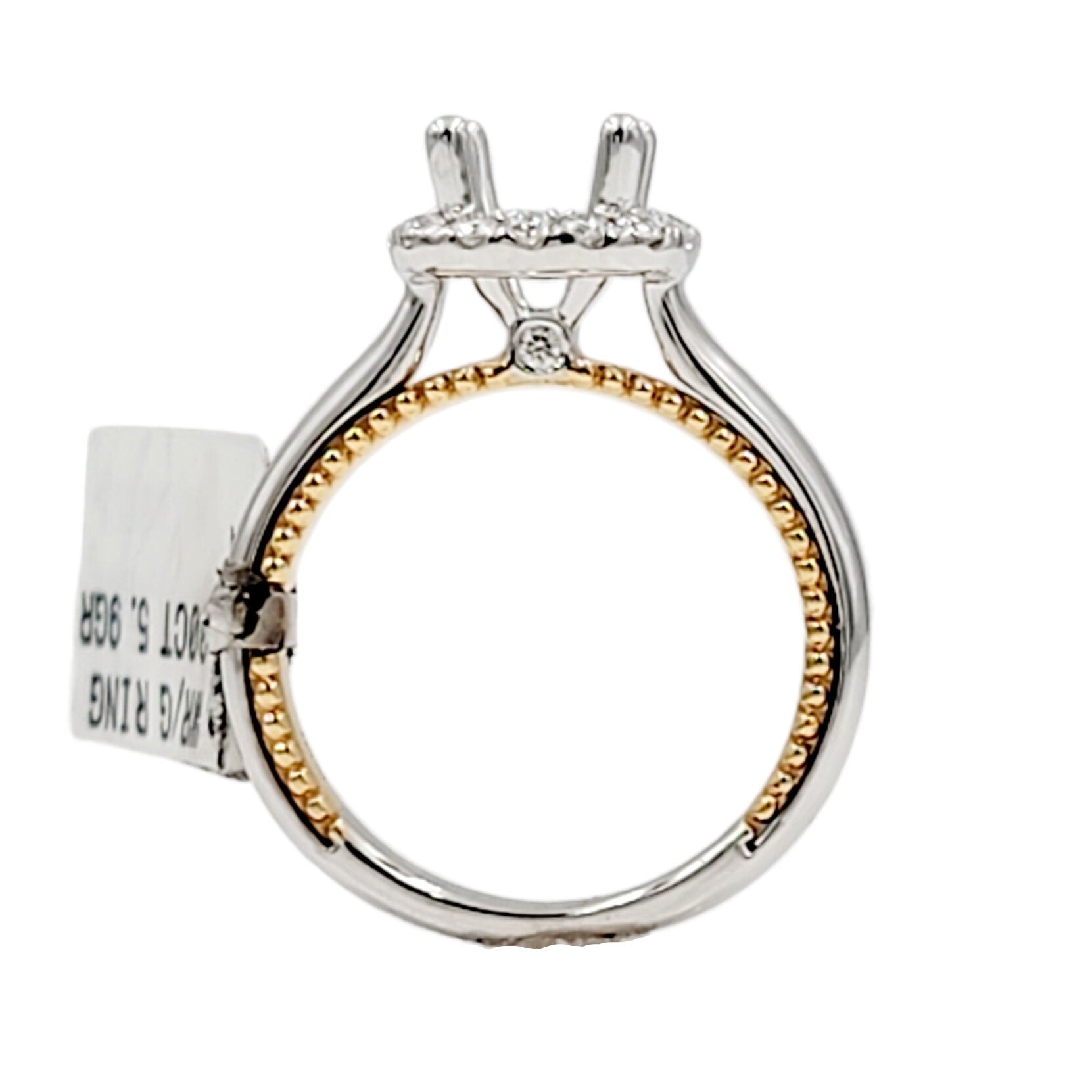 18k Two Tone Semi Mount Ring. White and rose gold