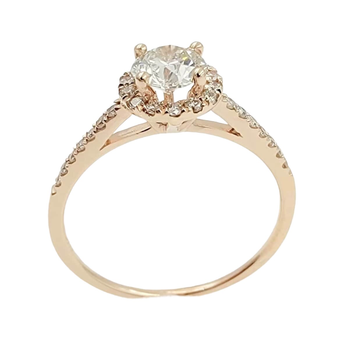 14k Rose Gold Diamond Halo Ring