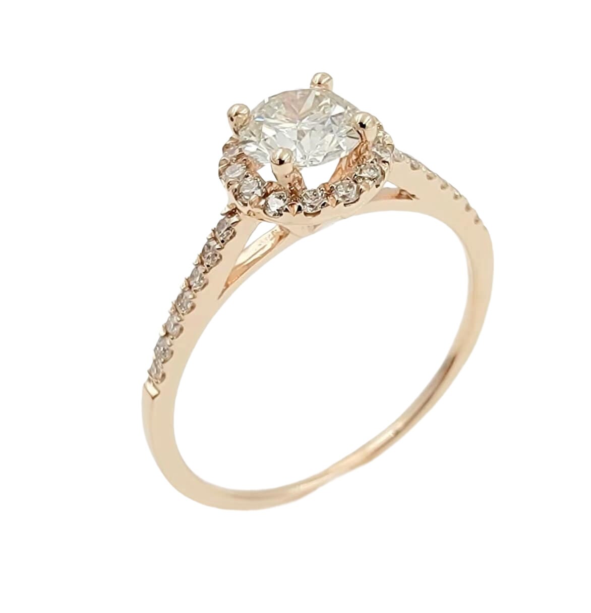 14k Rose Gold Diamond Halo Ring