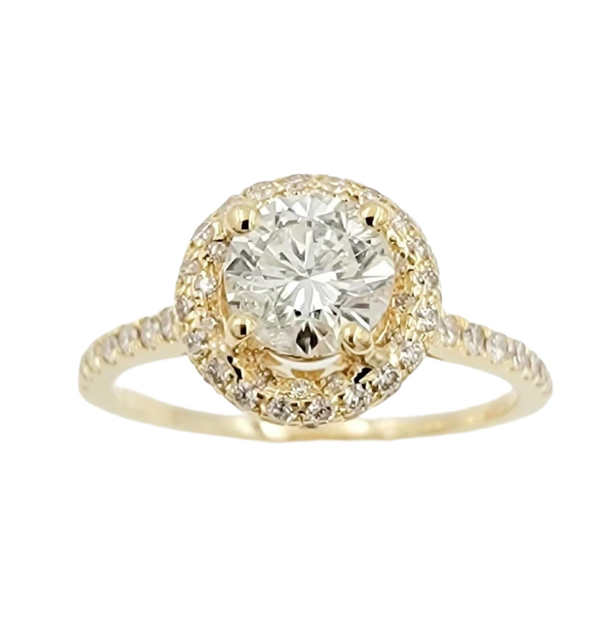 14k Yellow Gold Diamond Halo Ring